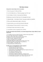 English worksheet: Future tenses