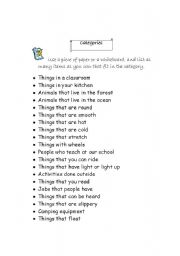 English worksheet: Categorizing