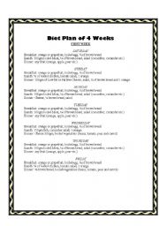 English Worksheet: Diet Plan