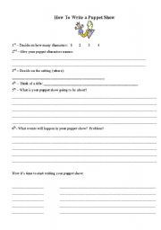 English Worksheet: How to write a puppet show