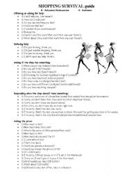 English Worksheet: Shopping Survival guide