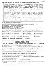 English Worksheet: comprehension and grammar