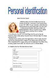 English Worksheet: Personal identification