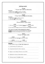 English Worksheet: joining words (and - but - because - so)