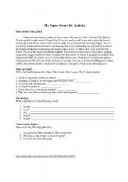 English worksheet: My Super Sweet 16