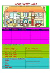 English Worksheet: HOME SWEET HOME