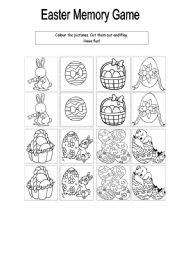 English Worksheet: Easter memory game