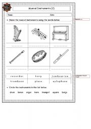 English Worksheet: Instruments worksheet