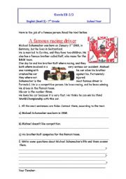 English Worksheet: Michael Schumacher