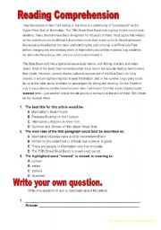 English worksheet: reading comprehension