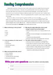 English Worksheet: reading