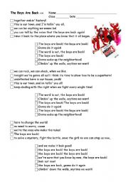 English Worksheet: SONG, The Boys Are Back HSM3