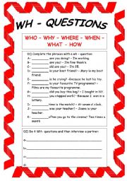 English Worksheet: WH - Questions