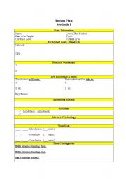 English Worksheet: Lesson Plan Template