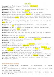 English Worksheet: Taxi Ride    *** Upper beginner to advanced ***