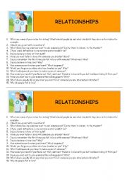 English Worksheet: RELATIONSHIP - CONVERSATION