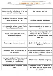 English Worksheet: CONVERSATION TOPICS