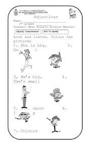 English Worksheet: Adjectives small - big