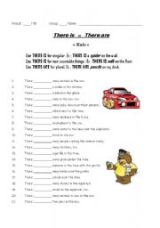 English Worksheet: There is / are practice