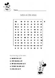 English Worksheet: Days of the week - Crosswords