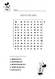 English worksheet: Days of the week - Crosswords