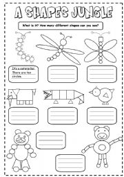 English Worksheet: A Shapes Jungle