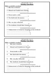 English Worksheet: Making Questions 