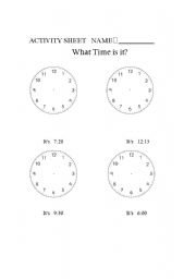 English worksheet: Clock