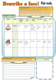 DESCRIBE A FACE - FUN PAIR WORK ACTIVITIES part2 ( 2 pages for student A and student B)