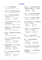 English Worksheet: was - were