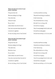 English Worksheet: pas perfect continuous exercise