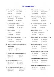English Worksheet: Tag (Tail) Questions