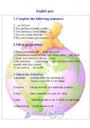 English Worksheet: English quiz