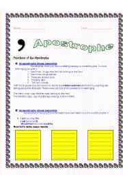 English Worksheet: Apostrophe