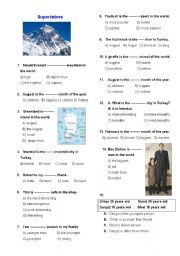 English Worksheet: Superlatives