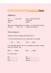 English worksheet: Plurals