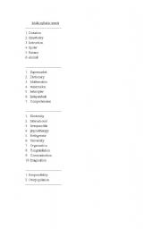 English worksheet: Multi-syllabic word list