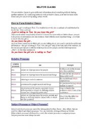 English Worksheet: Relative Clauses