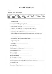 English worksheet: Weather vocabulary