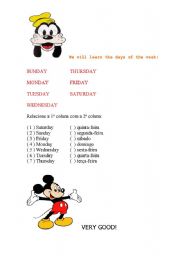 English worksheet: days of the week