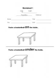 English Worksheet: Prepositions (on, under)