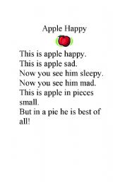 English worksheet: Apple Happy poem