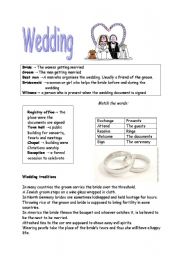 English Worksheet: Wedding vocabulary 