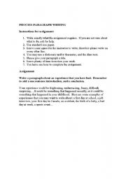 English worksheet: Process paragraph writing 