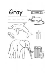 English Worksheet: Grey Objects Coloring Sheet