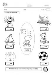 English worksheet: PHONICS CONSONANT SOUND /b/