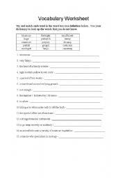 English worksheet: vocubulary 