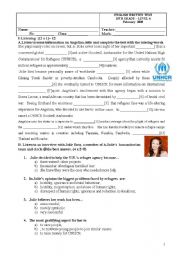 English Worksheet: Test:Listening, reading, grammar and writing_Volunteering