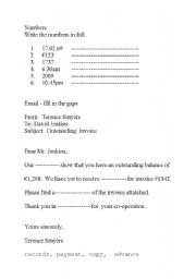English worksheet: numbers  and emails