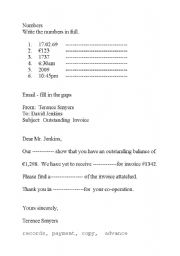 English Worksheet: numbers  and emails